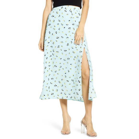 Leith Dresses & Skirts - Leith Light Blue Yellow  Floral Midi Skirt Medium